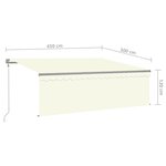 vidaXL Auvent automatique store capteur de vent LED 4 5x3 m Crème