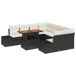 vidaXL Ensemble de salle à manger pour jardin Manuel 9 Pièces Noir  Crème