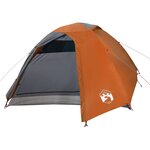 vidaXL Tente de camping à dôme 4 personnes gris et orange imperméable