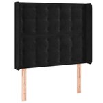 vidaXL Tête de lit avec oreilles Noir 93x16x118/128 cm Velours