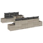 vidaXL Ensemble de canapé de jardin 8 pièces avec coussins gris clair en rotin synthétique