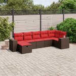 vidaXL Salon de jardin avec coussins 7 Pièces marron résine tressée