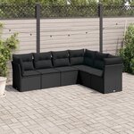vidaXL Salon de jardin 6 Pièces avec coussins noir résine tressée
