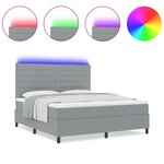 vidaXL Lit à ressorts avec matelas et lumière LED en gris clair  180 x 200 cm en tissu