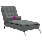 vidaXL Chaise longue de massage avec traversin gris foncé tissu