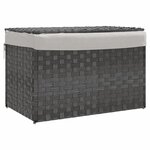 vidaXL Panier à linge avec couvercle gris 55 5x35x34 cm résine tressée