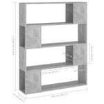 vidaXL Bibliothèque/Séparateur de pièce Gris béton 100x24x124 cm