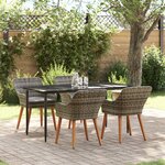 vidaXL Ensemble repas jardin 5 pièces Gris Poly Rattan