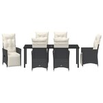 vidaXL Ensemble de salle à manger de jardin en 7 pièces avec coussins en poly rattan noir