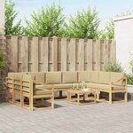 vidaXL Ensemble de canapés d'extérieur 10 pc Blanc et Beige Polyester