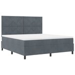vidaXL Lit à ressorts avec matelas Gris foncé 180 x 200 cm Velours