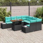 vidaXL Ensemble de salle à manger pour jardin 9 Pièces Noir et Sarcelle