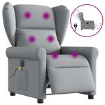 vidaXL Fauteuil de massage inclinable électrique gris clair tissu