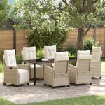 vidaXL Ensemble de mobilier de jardin de 7 pièces en rotin beige