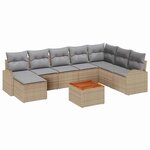 vidaXL Ensemble de canapé de jardin 9 Pièces Beige et Gris clair