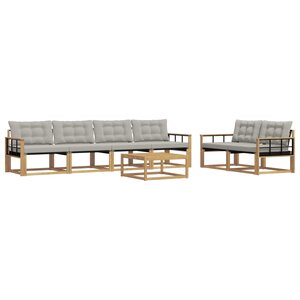 vidaXL Ensemble de canapés d'extérieur 7 Pièces Blanc et gris clair