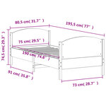 vidaXL Cadre de lit sans matelas cire marron 75x190 cm bois pin massif