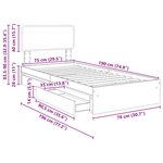 vidaXL Lit de Rangement Gris Sonoma 75 x 190 cm Bois d'ingénierie