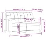 vidaXL Canapé 2 places avec oreillers gris clair 120 cm tissu