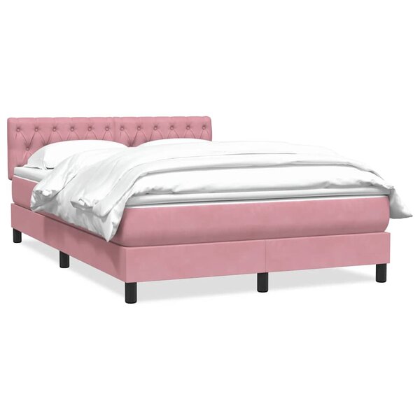 vidaXL Sommier à lattes de lit avec matelas rose 140x210 cm velours