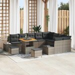 vidaXL Ensemble de canapé de jardin 12 Pièces Gris Poly rotin