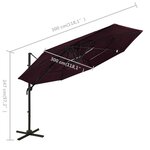 vidaXL Parasol de jardin à 4 niveaux mât en aluminium rouge bordeaux