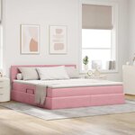 vidaXL Lit de rangement LED avec matelas Rose 180 x 200 cm Velours