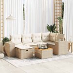 vidaXL Salon de jardin avec coussins 7 Pièces beige résine tressée