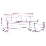 vidaXL Canapé à 3 places avec repose-pieds Rouge bordeaux 180 cm Tissu