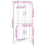 vidaXL Buffet haut Gris béton 69 5x34x180 cm Bois d'ingénierie