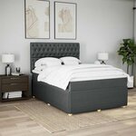 vidaXL Sommier à lattes de lit avec matelas Gris foncé 160x200cm Tissu