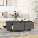 vidaXL Table basse Gris 80x50x35 cm Bois massif de pin