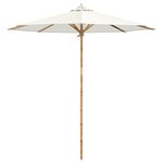 vidaXL Parasol de jardin Ø 240 x 260 cm Bambou Rond Crème blanc