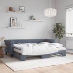 vidaXL Lit de jour avec gigogne et matelas gris foncé 80x200cm velours