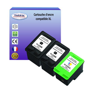 2+1 Cartouches compatibles avec HP OfficeJet 7408, 7410, 7410xi, 7413, H470, H470b, H470wbt, K7100, K7103, K7108 remplace HP 338, HP343- T3AZUR