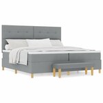 vidaXL Lit Box Spring avec Matelas et Banquette Gris clair 200x200 cm Tissu