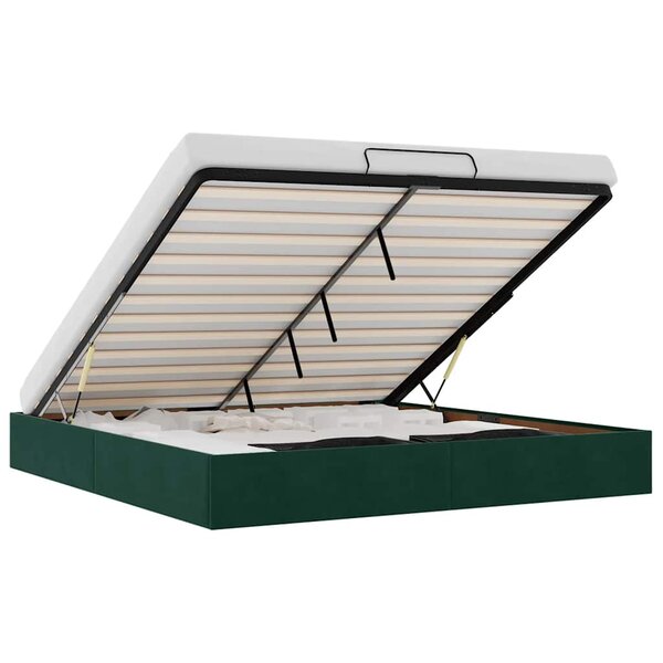 vidaXL Cadre de lit ottoman sans matelas vert foncé 200x200 cm velours