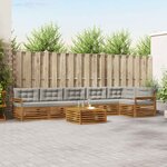 vidaXL Ensemble de canapés d'extérieur 7 Pièces Gris Naturel et Clair