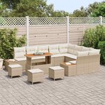 vidaXL Ensemble de canapé de jardin avec coussin Beige Poly rotin