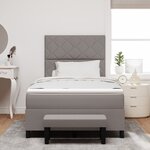 vidaXL Lit à Ressorts avec Matelas et Banc Gris 120x190 cm Tissu