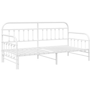 vidaXL Cadre de lit de jour avec tête de lit Blanc 90 x 200 cm Acier