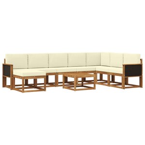 vidaXL Ensemble de canapés d'extérieur 9 Pièces Naturel et Crème