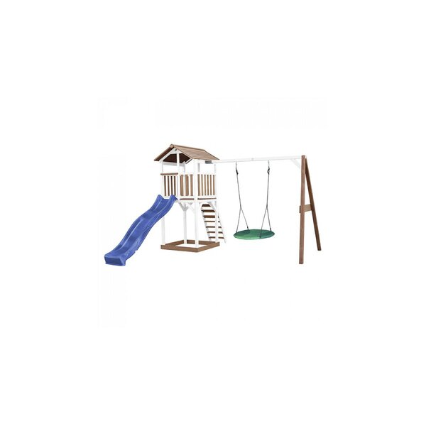 AXI Beach Tower avec balancoire nid Marron Blanc Bleu Toboggan