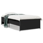 vidaXL Cadre de lit noir 90x200 cm bois d'ingénierie et métal