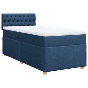 vidaXL Sommier à lattes de lit avec matelas Bleu 90x200 cm Tissu