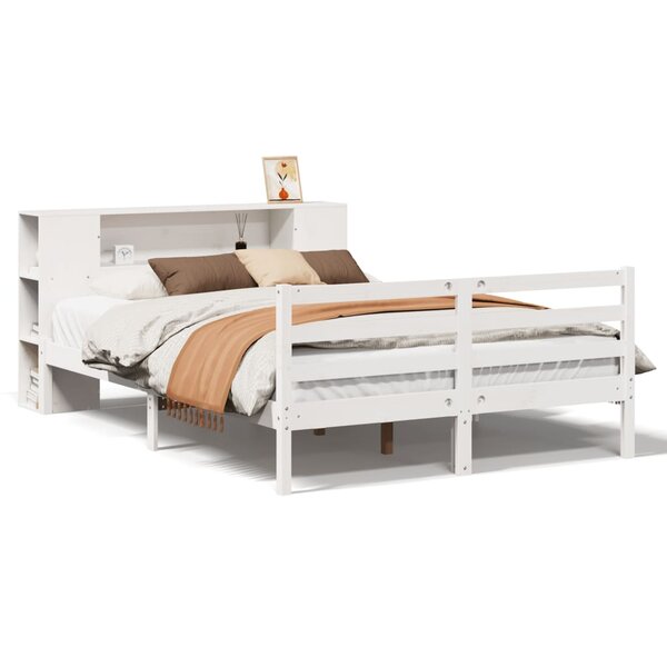 vidaXL Lit bibliothèque sans matelas blanc 140x200 cm bois pin massif