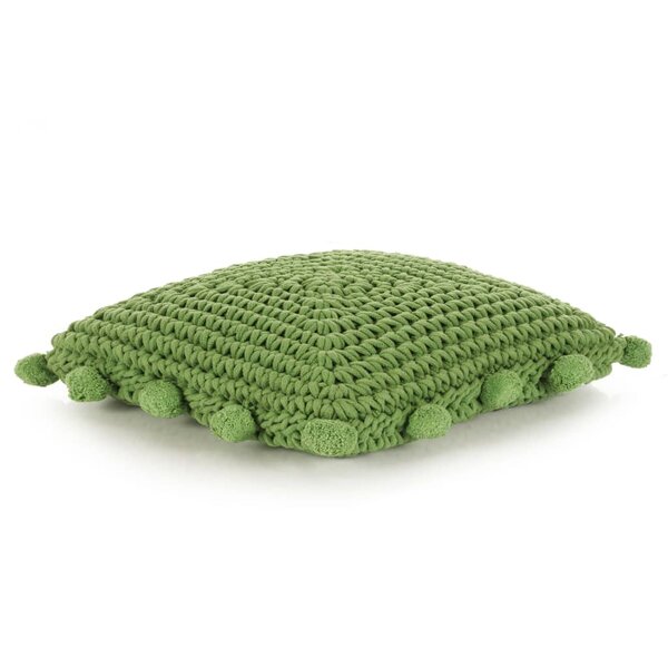 Vidaxl coussin de plancher carré coton tricoté 50 x 50 cm vert