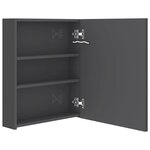 vidaXL Armoire de salle de bain à miroir LED Gris brillant 50x14x60 cm