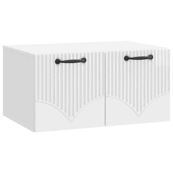 vidaXL Meuble TV mural Montage mural Blanc brillant 59 5 x 41 x 30 cm
