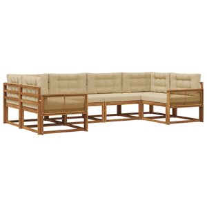 vidaXL Ensemble de canapés d'extérieur 6 pc Naturel et Beige